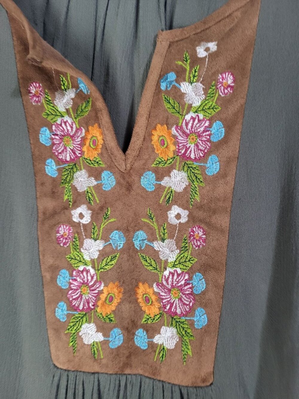 Umgee Womens SZ S Floral Embossed Peasant Boho Tunic Blouse Festival Cottage - Picture 7 of 9